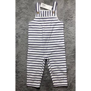 Janie and jack navy and white striped overalls
